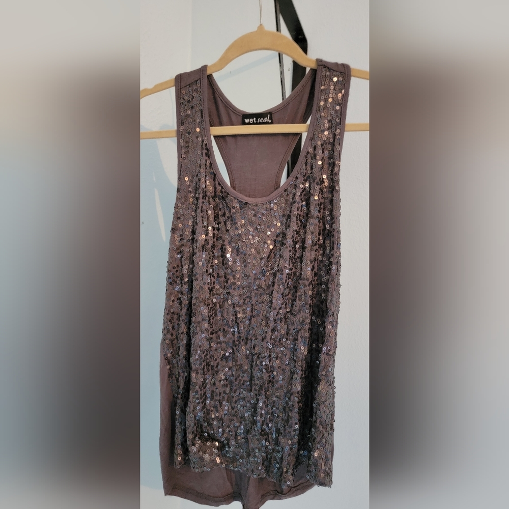 Grey sequin tank